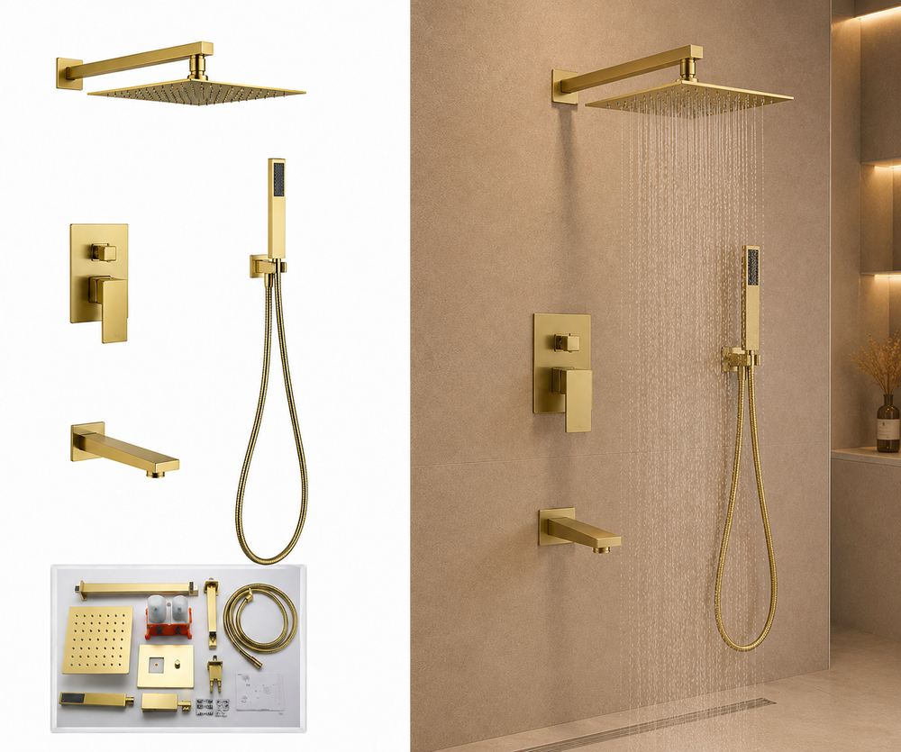 Змішувач для душу прихованого монтажу Renova-Riviera Brushed Gold PVD Riviera фото