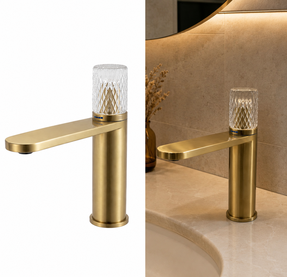 Змішувач для умивальника Renova Axis Brushed Gold Змішувач для умивальника Renova Axis Brushed Gold фото